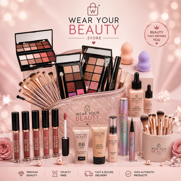 Makeup collection — brushes, lips and eyes