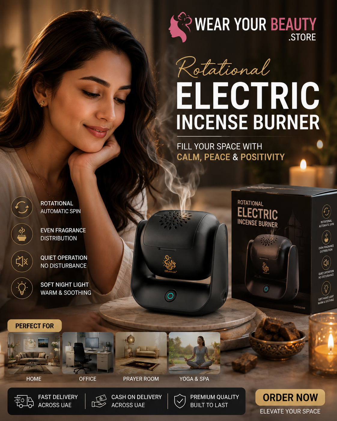 Rotational Electric Incense Burner