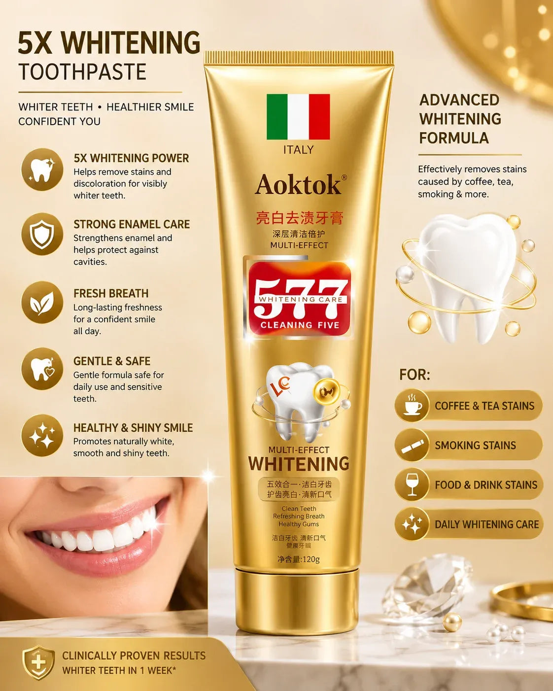 Aoktok Dual Effect Whitening Toothpaste