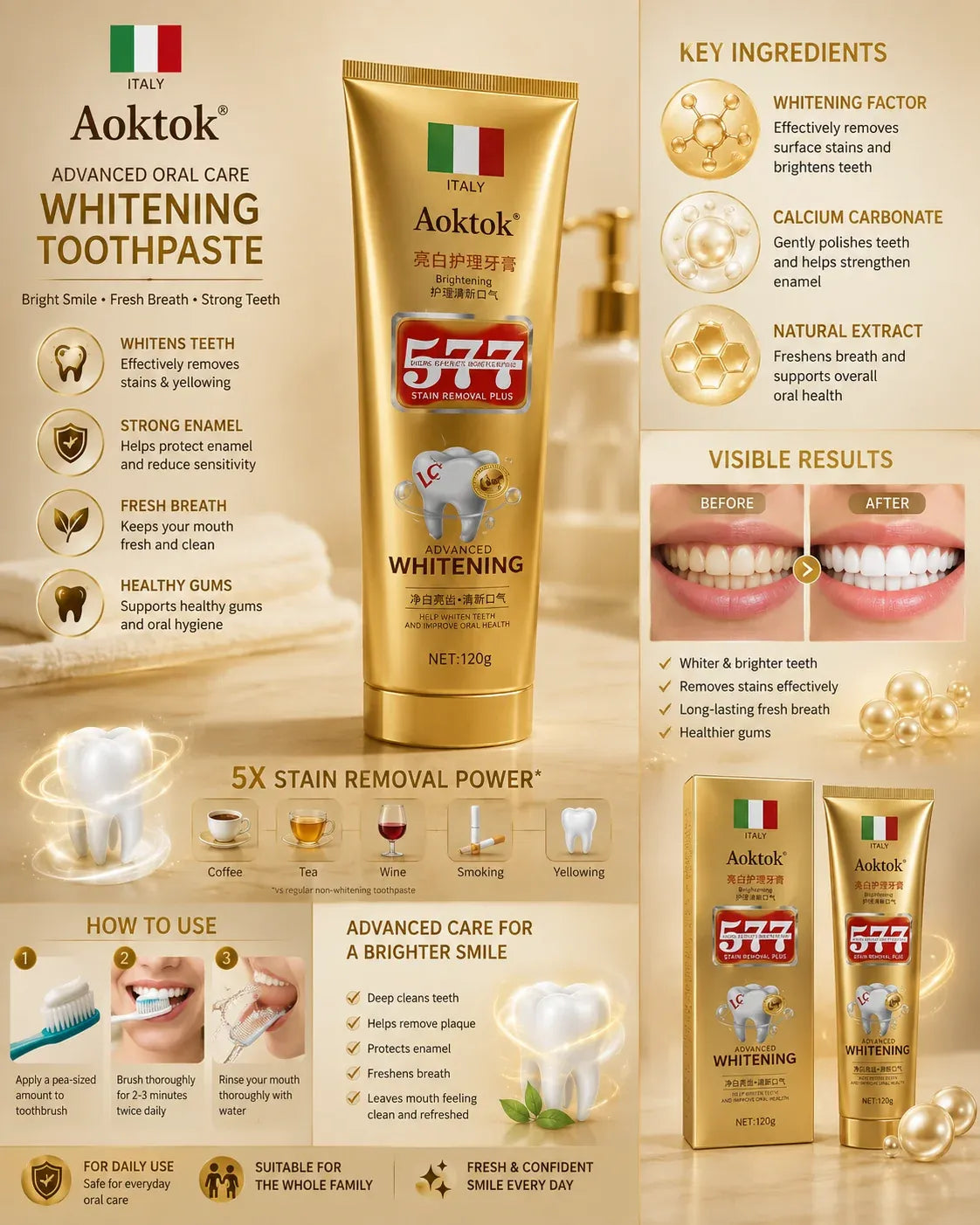 Aoktok Dual Effect Whitening Toothpaste
