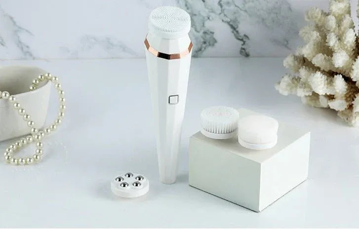 4-in-1 USB Rechargeable Electric Facial Cleansing Brush | Portable Skin Care Massager